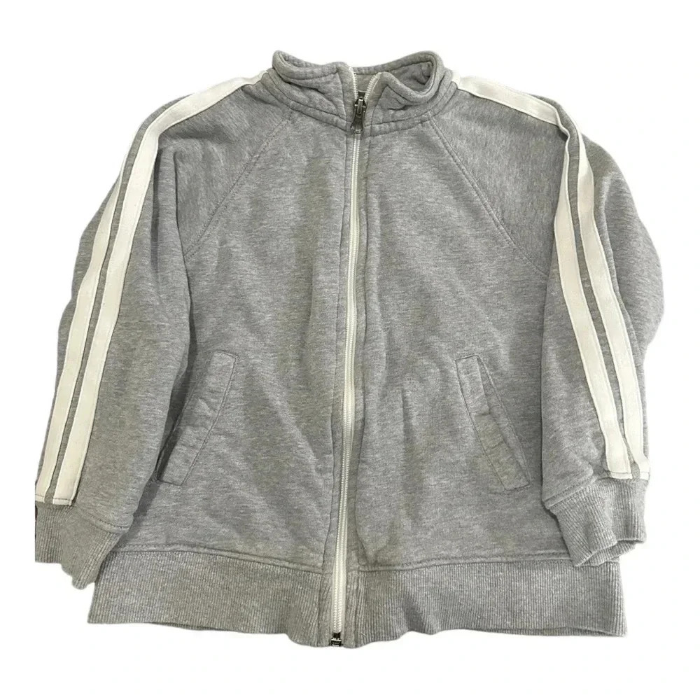 Hanna Andersson Grey and White Stripe Zip up Jacket // Child’s size 6/7